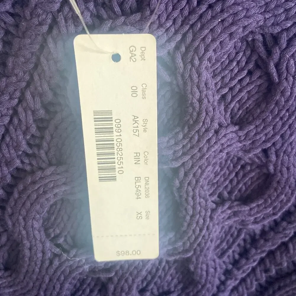 J. CREW Cable Knit Sweater Purple  XS AK157